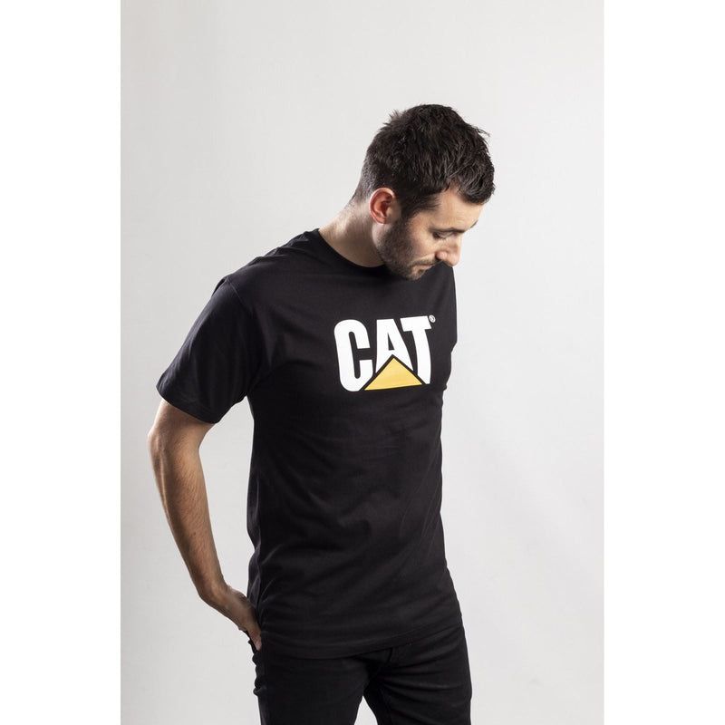 Caterpillar Trademark Logo Cotton Men's Black T-Shirt