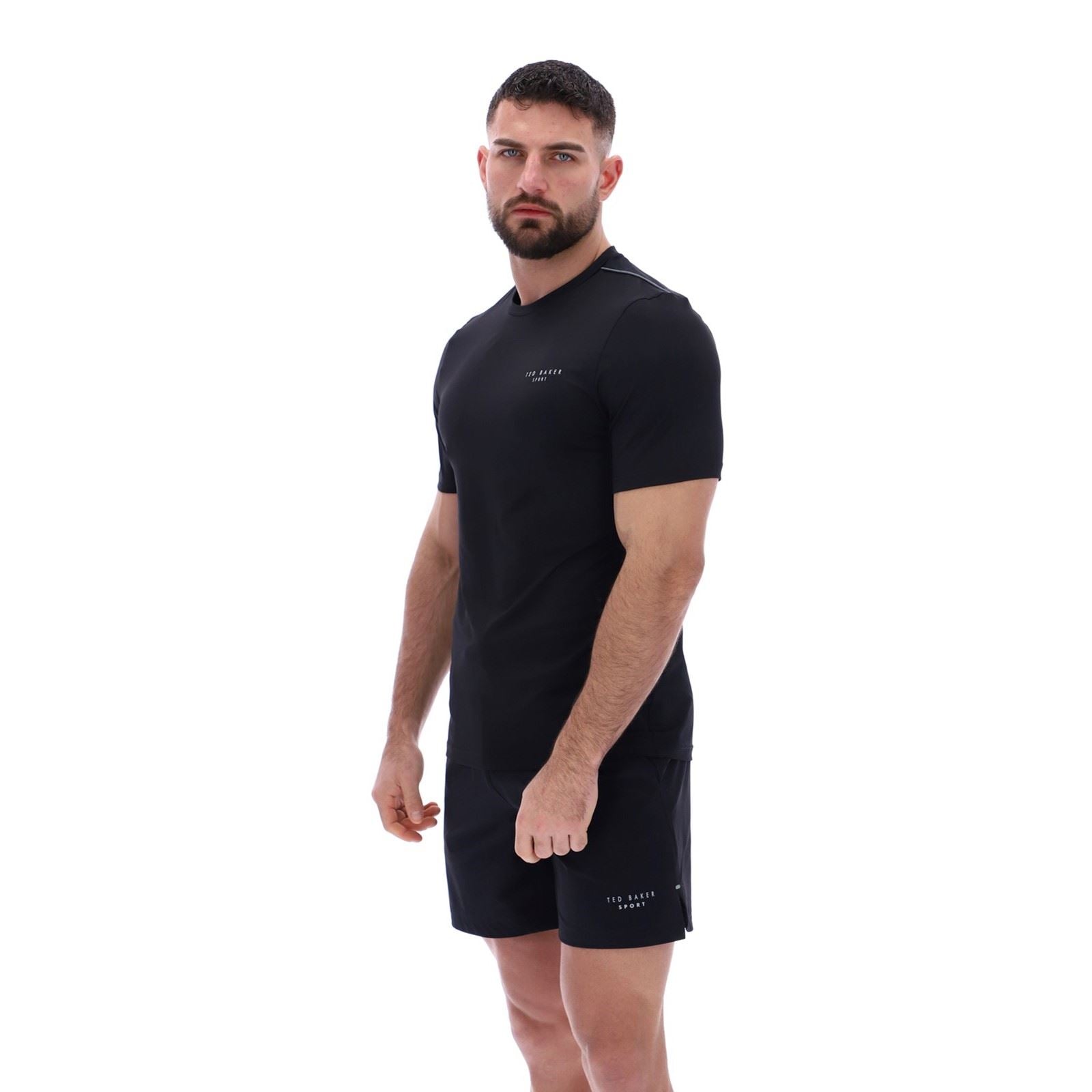 Ted Baker SAM TBMTS2635 Polyester Men's Black Activewear T-Shirts