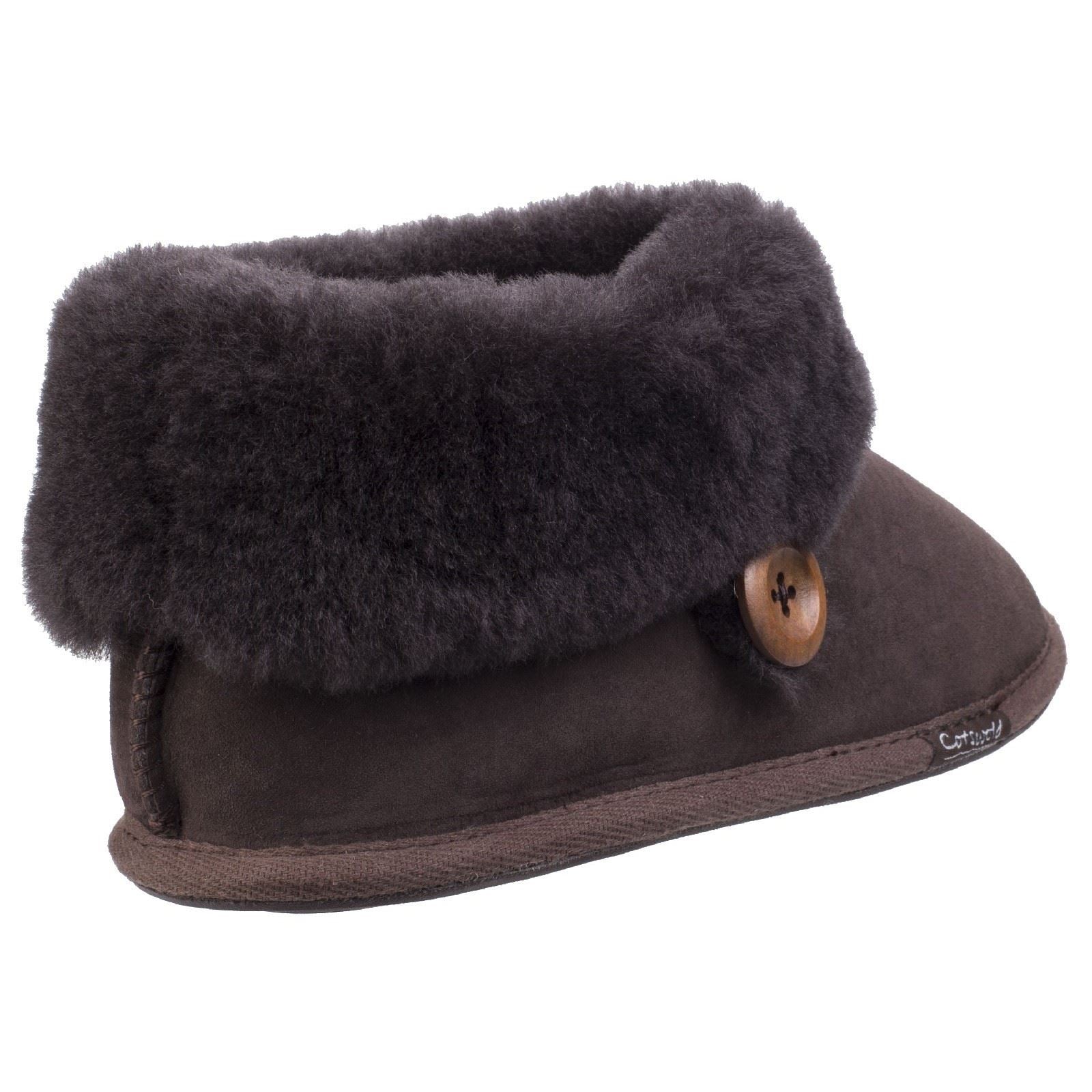 Cotswold Wotton Leather Women's Chocolate Slippers