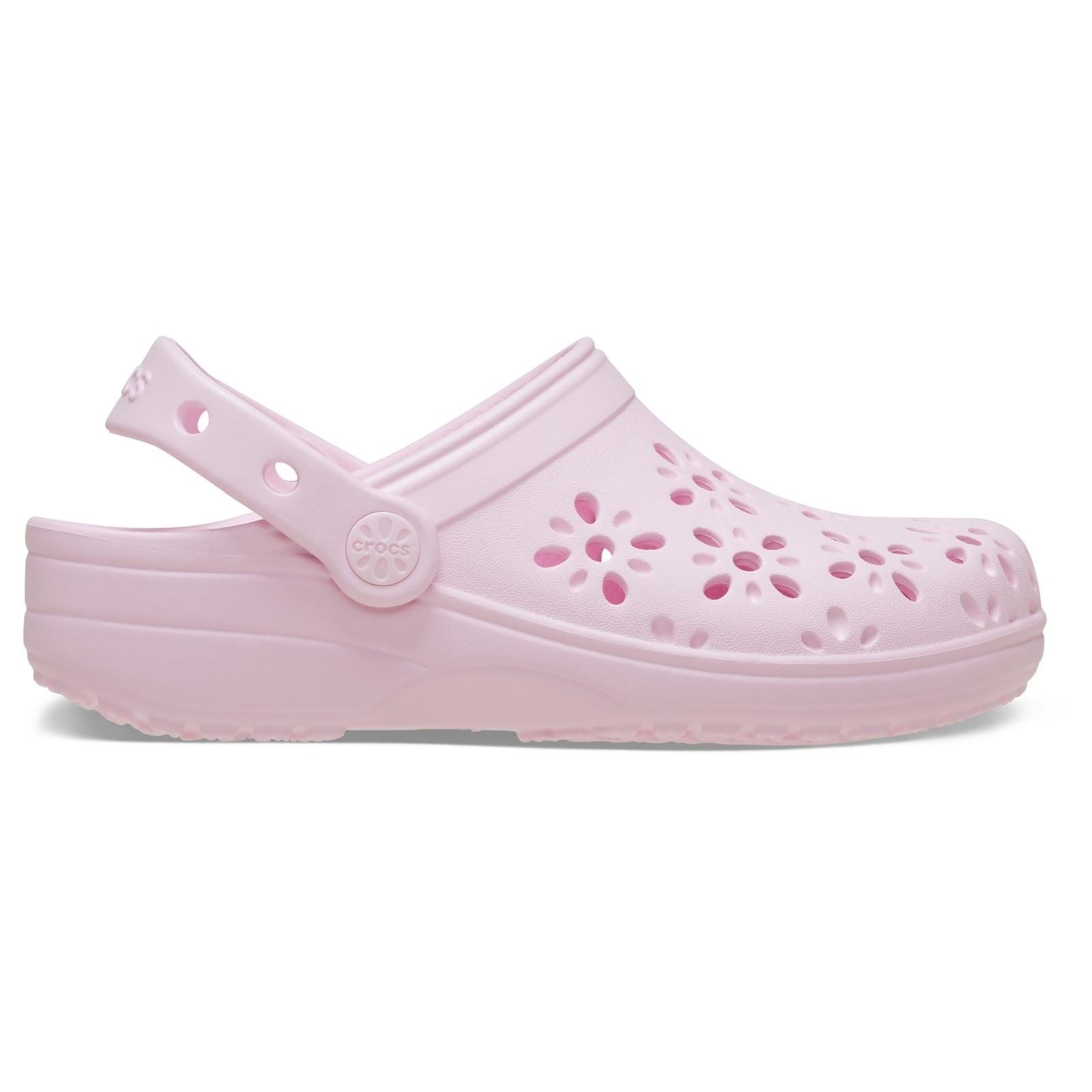 Crocs Classic Floral Cut Out EVA Kid's Pink Milk Clogs
