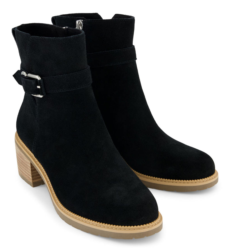 TOMS Hailey Buckle Suede Women's Black Boots