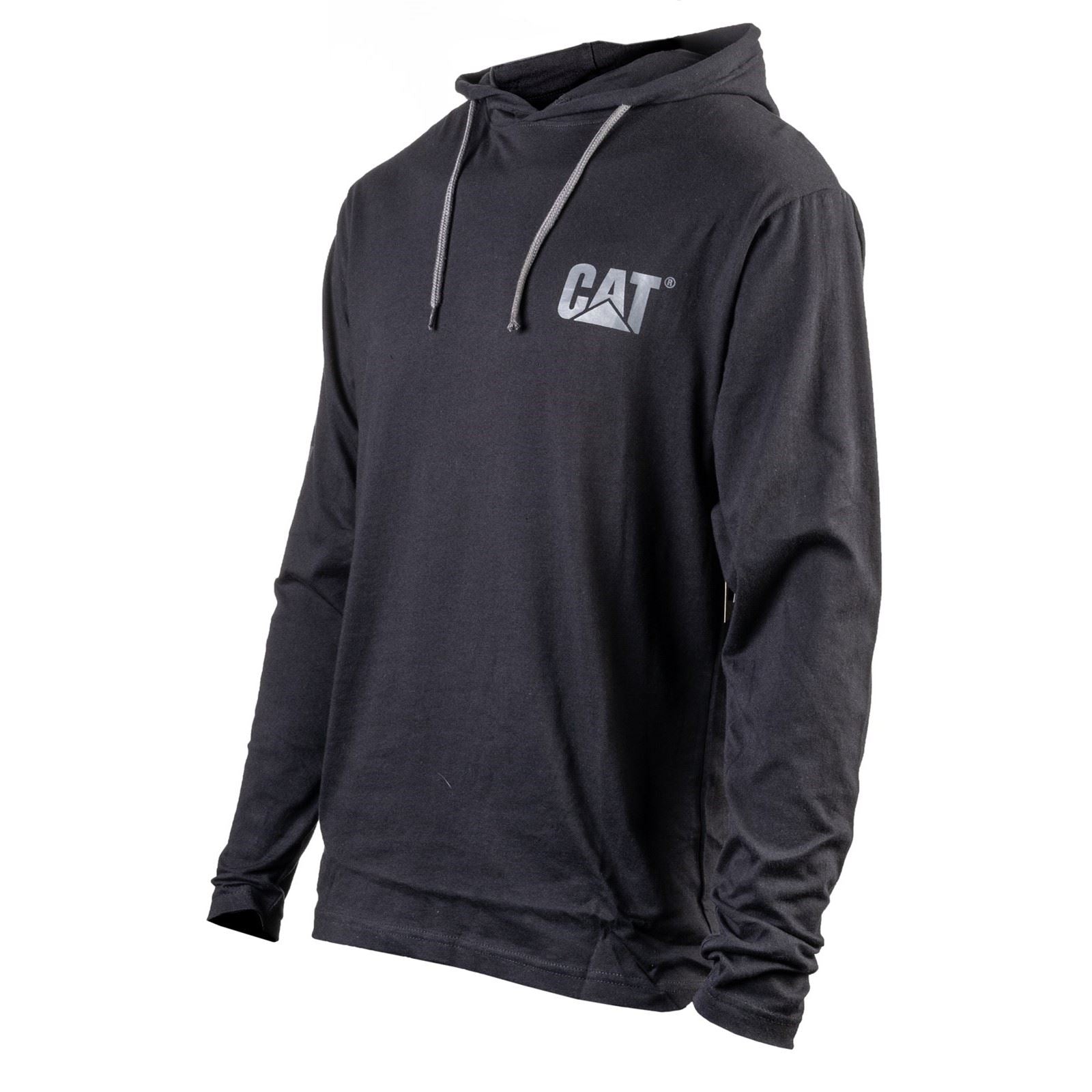 Caterpillar Hooded Long Sleeve Cotton Men's Black T-Shirt