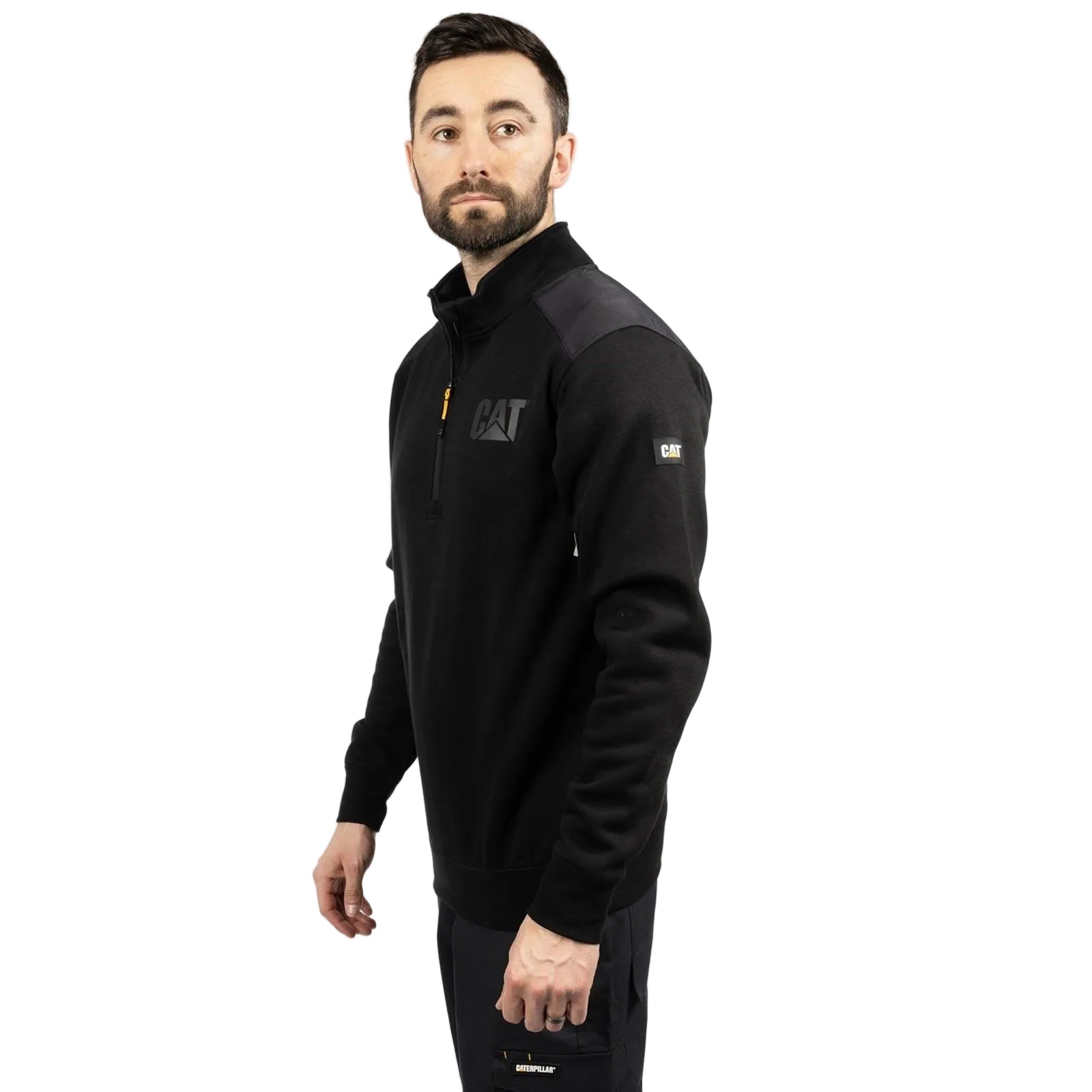 Caterpillar Essential 1/4 Zip Polyester Men's Black Sweatshirt