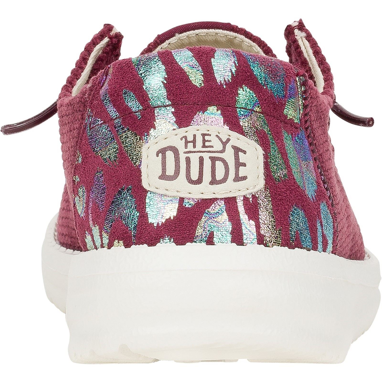 HEYDUDE Wendy Corduroy Leo Synthetic Women's Burgundy Shoes
