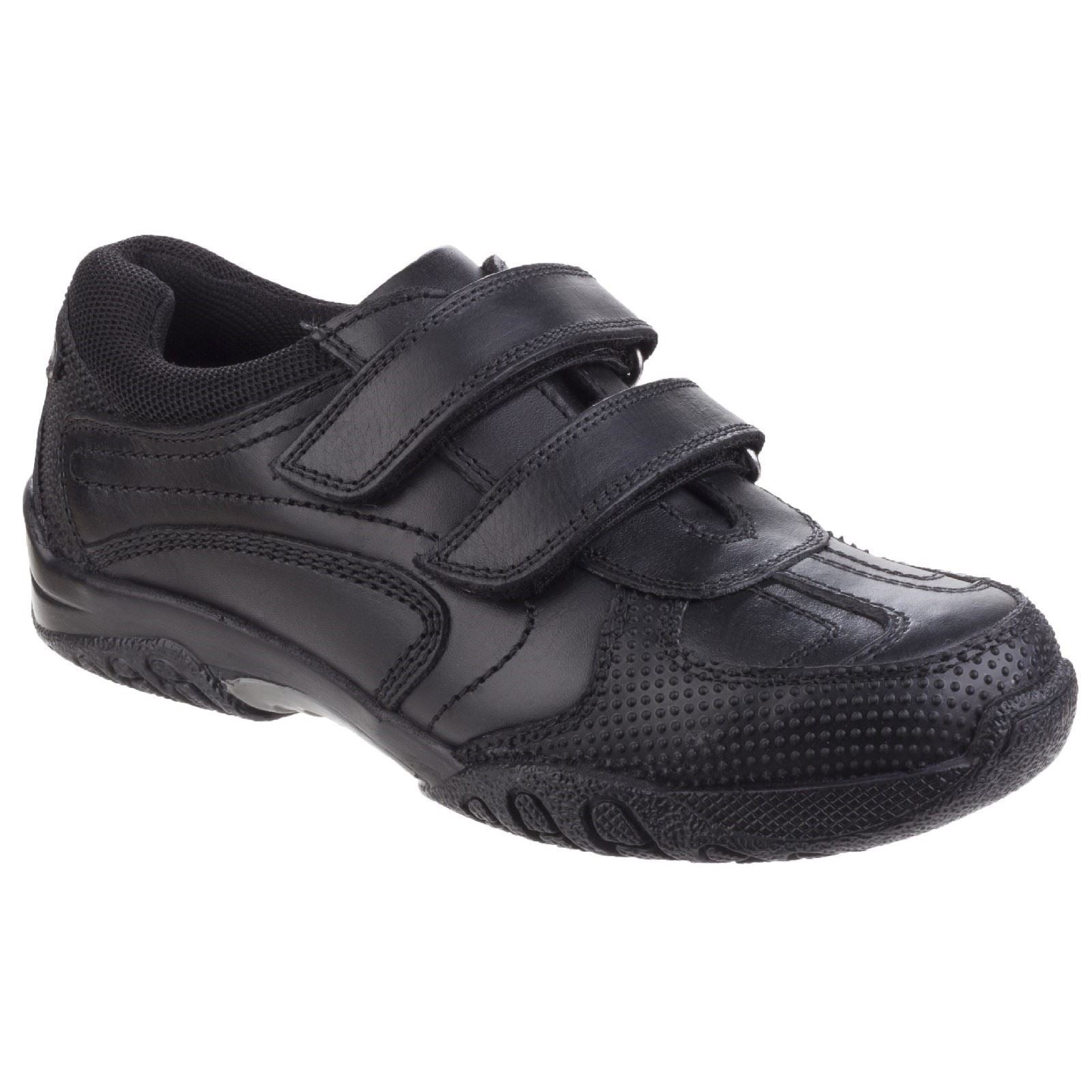 Hush Puppies Jezza Youth Boys Black Leather Shoes