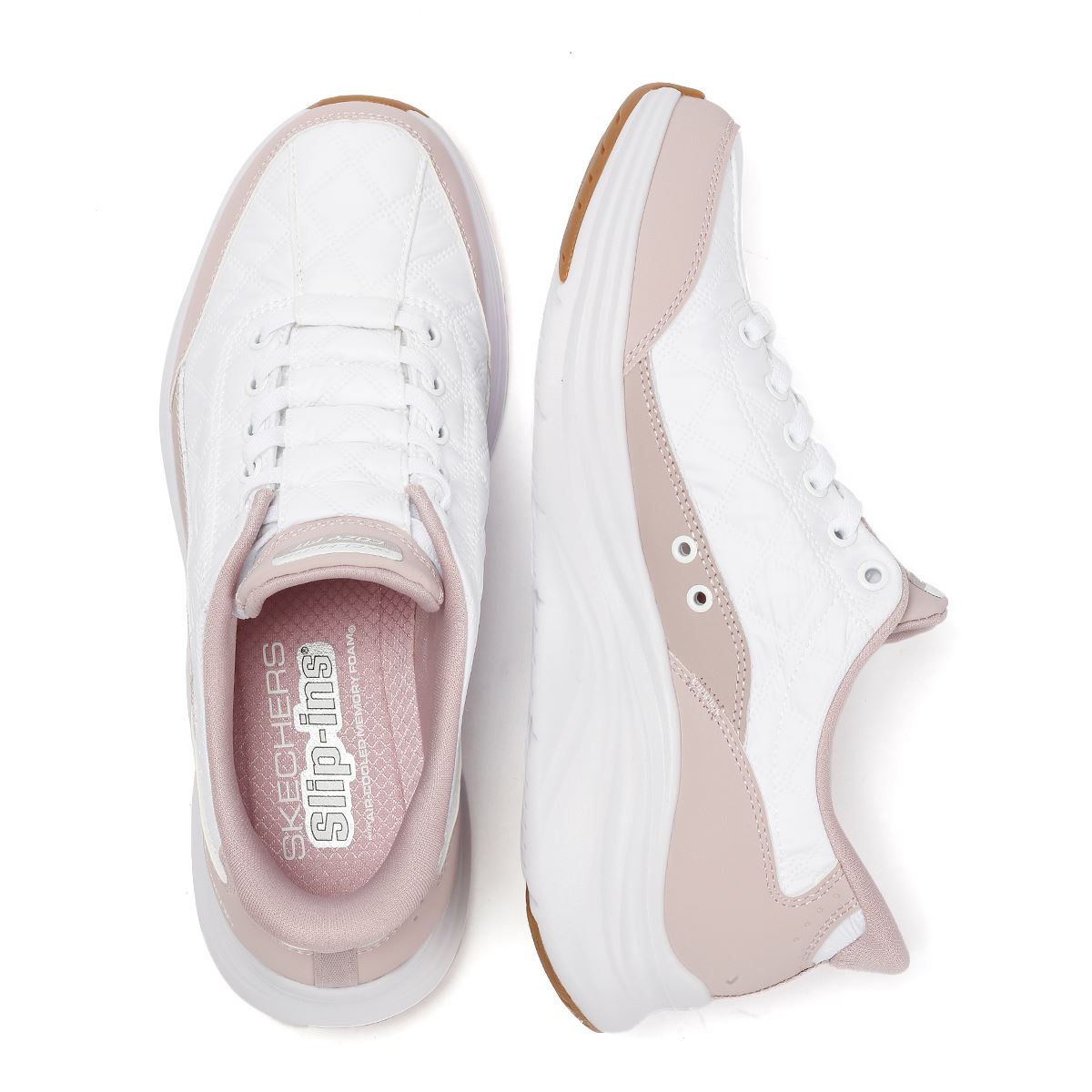 Skechers Slip-Ins Contour Foam Cozy Fit Women's White/Pink Sneakers