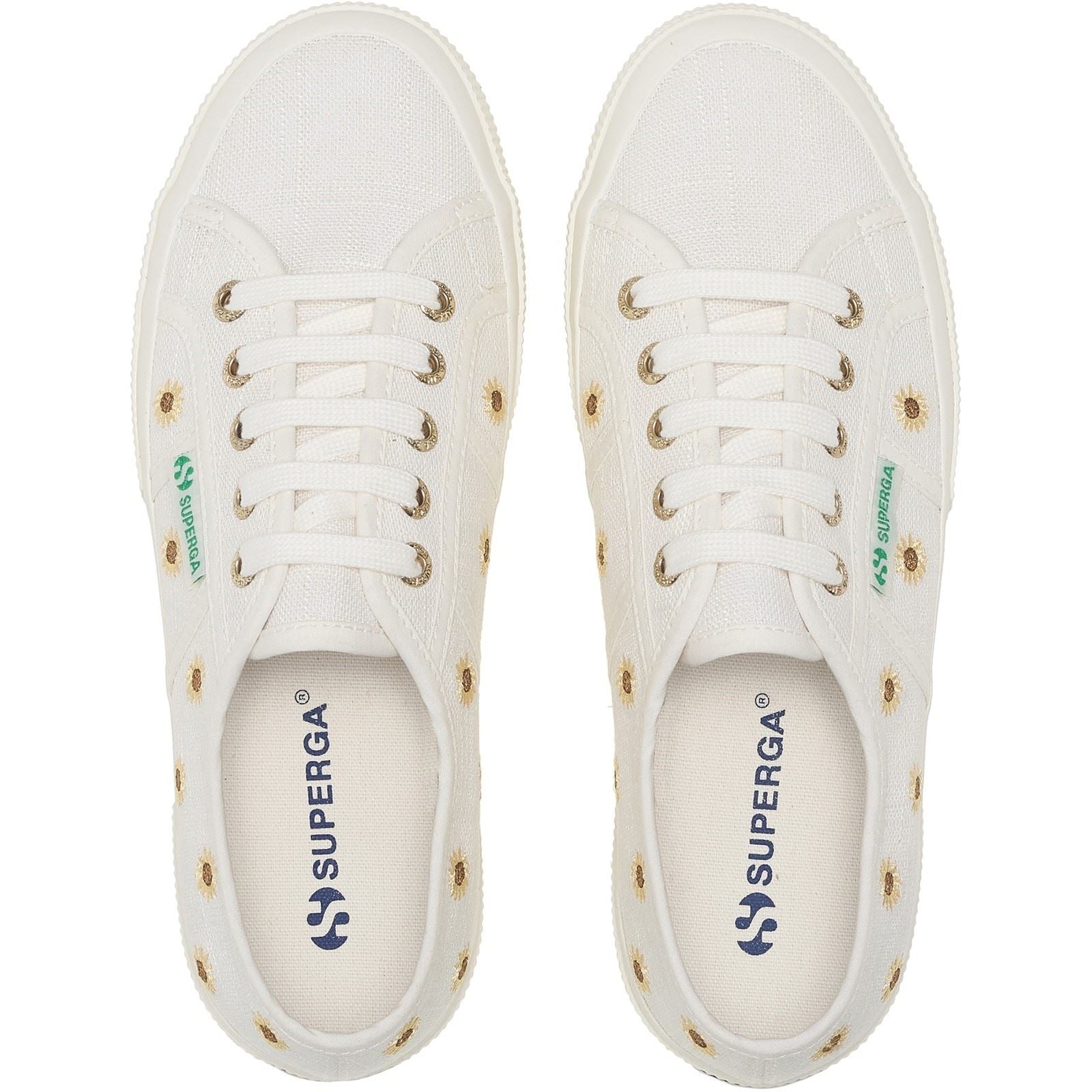 Superga Embroidery Linen Sunflower Linen Women's White Sneakers