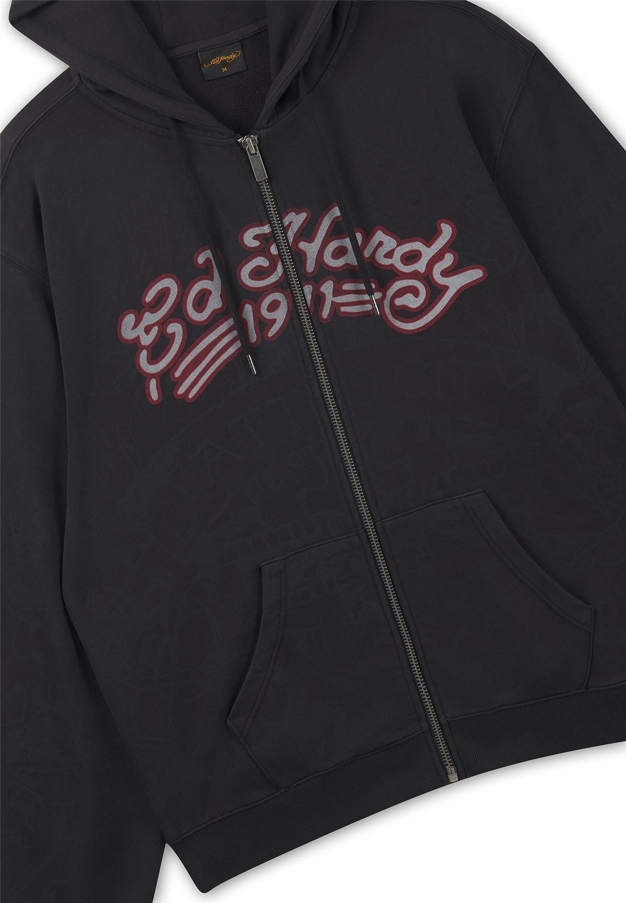 Ed Hardy Shadow Eagle Graphic Relaxed Zip Thru Men's Black Hoodie