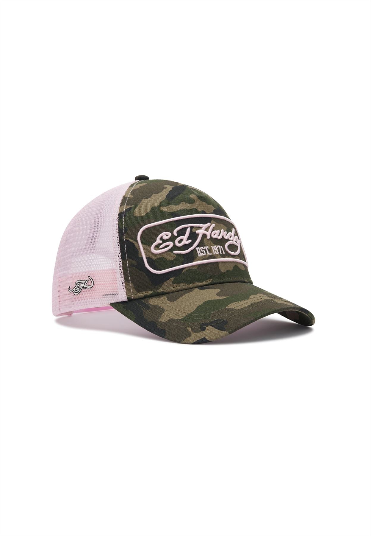 Ed Hardy 1971 Camo 5 Panel Trucker Green Caps