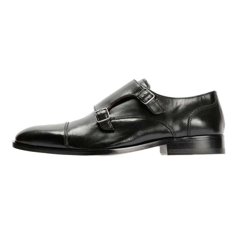 Chapman & Moore Toe Cap Monk Leather Men's Black Shoes