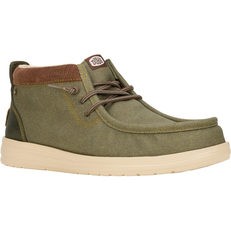 HEYDUDE Wally Mid GripR Canvas Men's Dusty Olive Boots