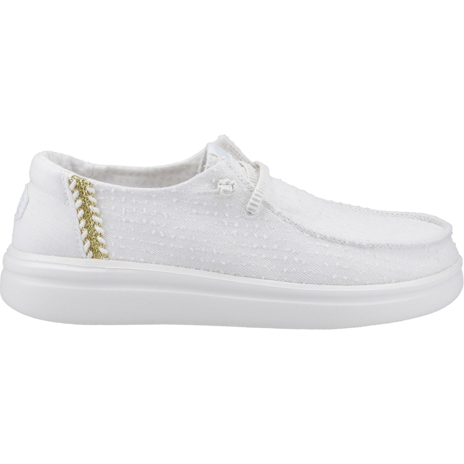 HEYDUDE Wendy Rise Perf Canvas Synthetic Blend Women's White Moccasins Shoes