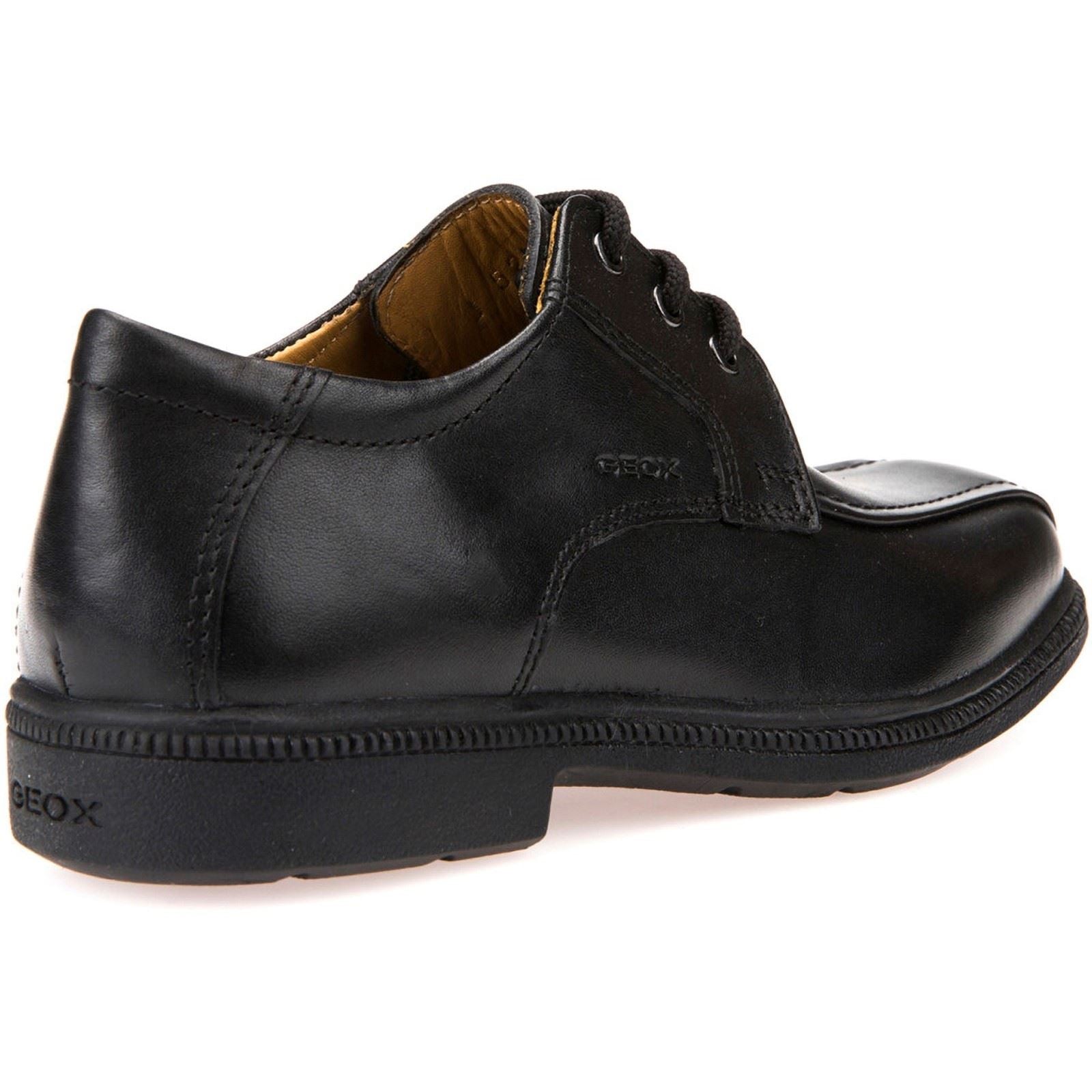 Geox J Federico H Leather Boy's Black Lace-Up Shoes
