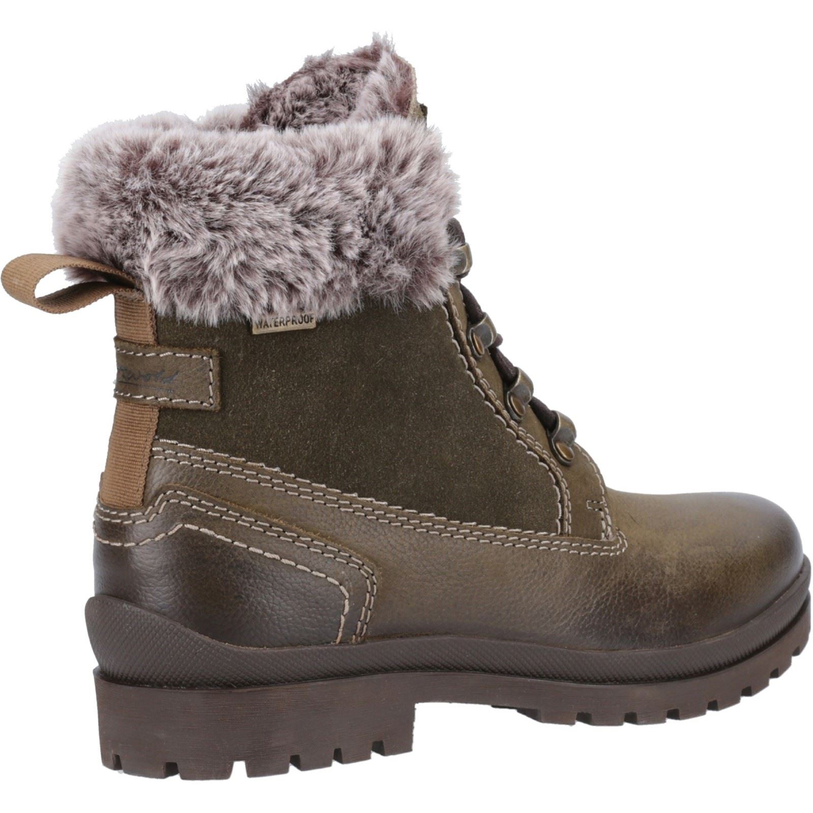 Cotswold Evenlode Leather Women's Khaki Winter Ankle Boots