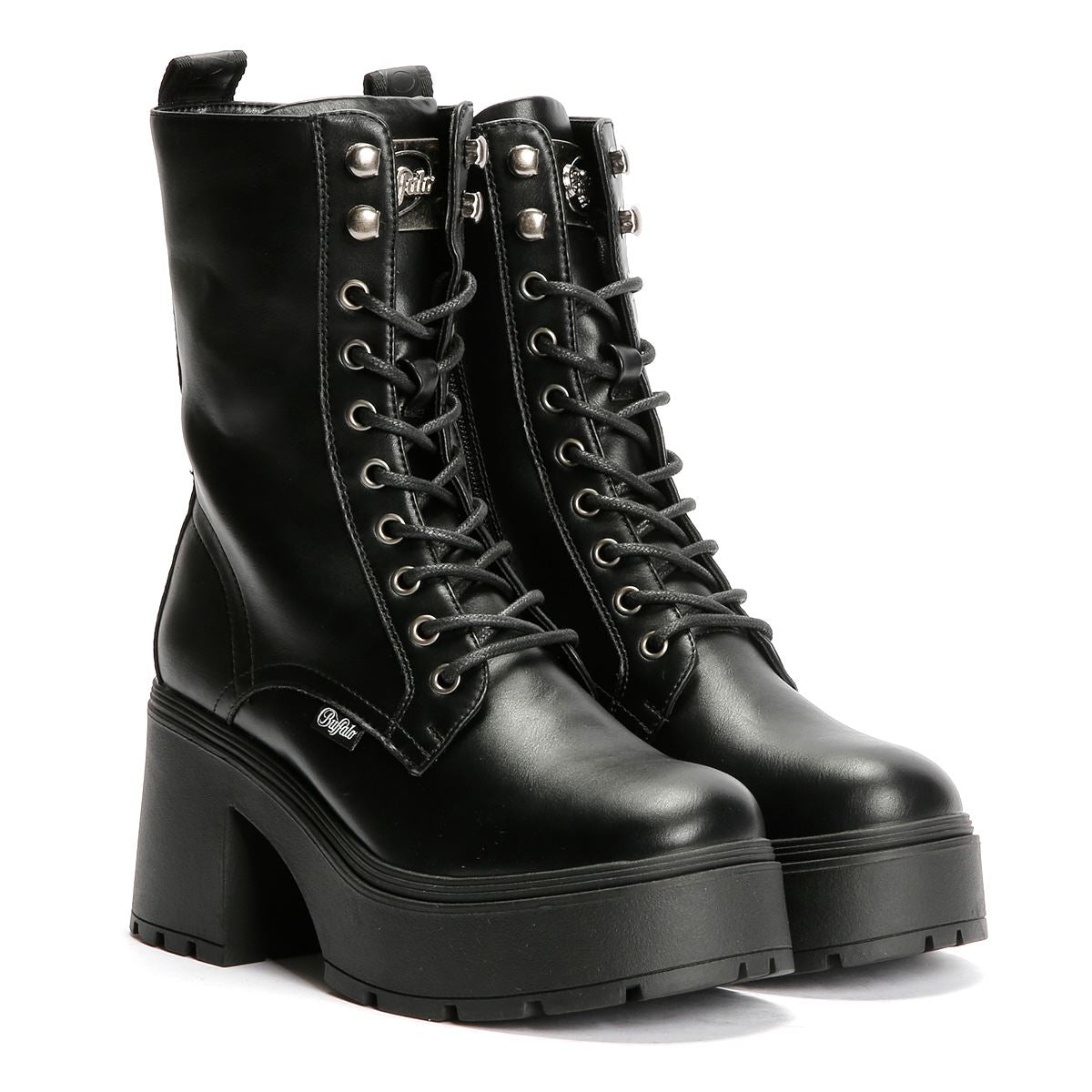 Buffalo Mila Lace Up Mid Women's Black Boots