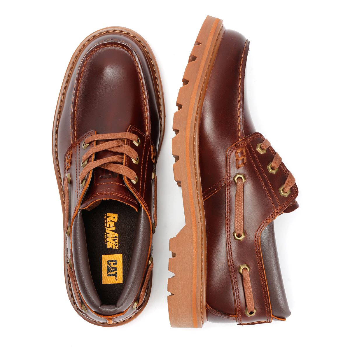 Caterpillar Colorado Boat Lo Leather Men's Dark Russet Lace-Up Shoes