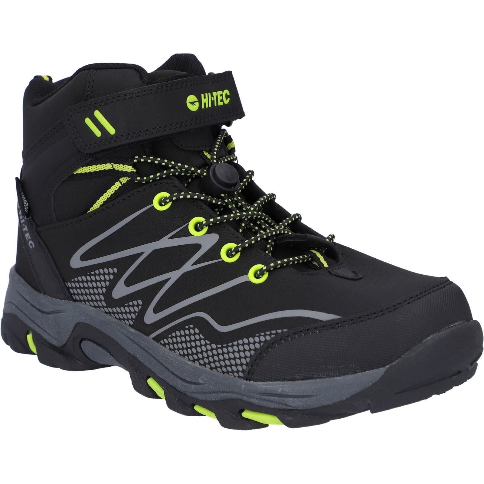 Hi-Tec Blackout Mid Polyester Boy's Black/Lime Hiking Boots