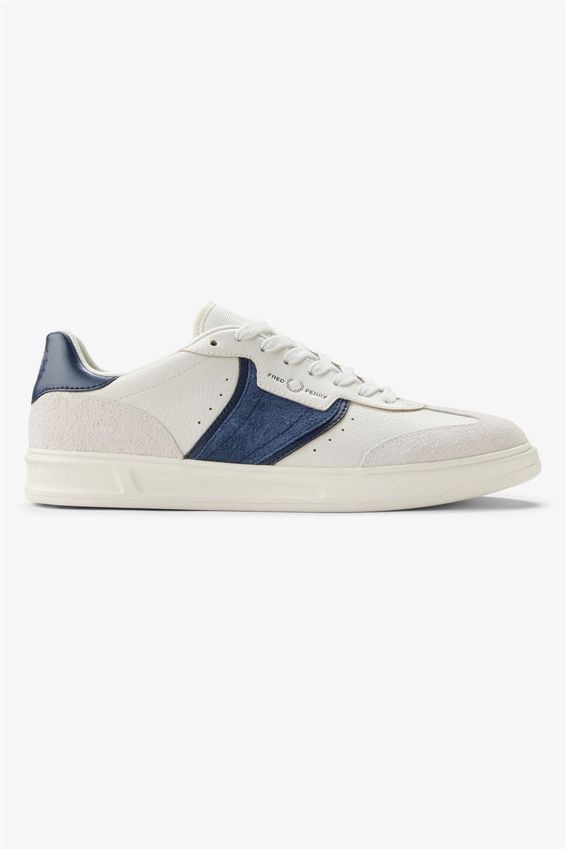 Fred Perry B4 Textured Leather/Suede Men's Porcelain/Blue Sneakers