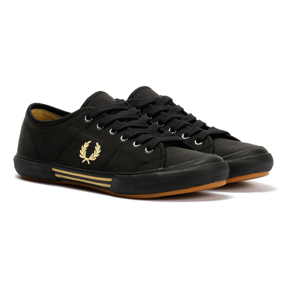 Fred Perry B708 Vintage Tennis Canvas Men's Black/Champagne Sneakers