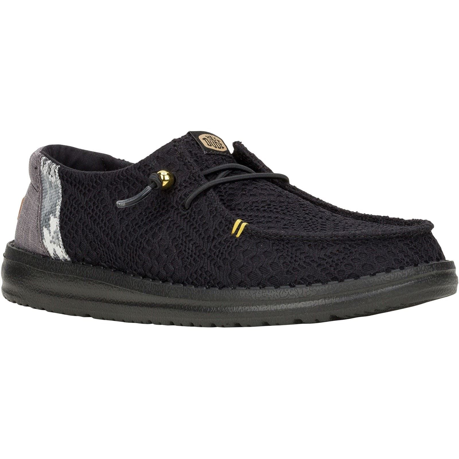 HEYDUDE Wendy Boho Crochet Synthetic Women's Black Shoes