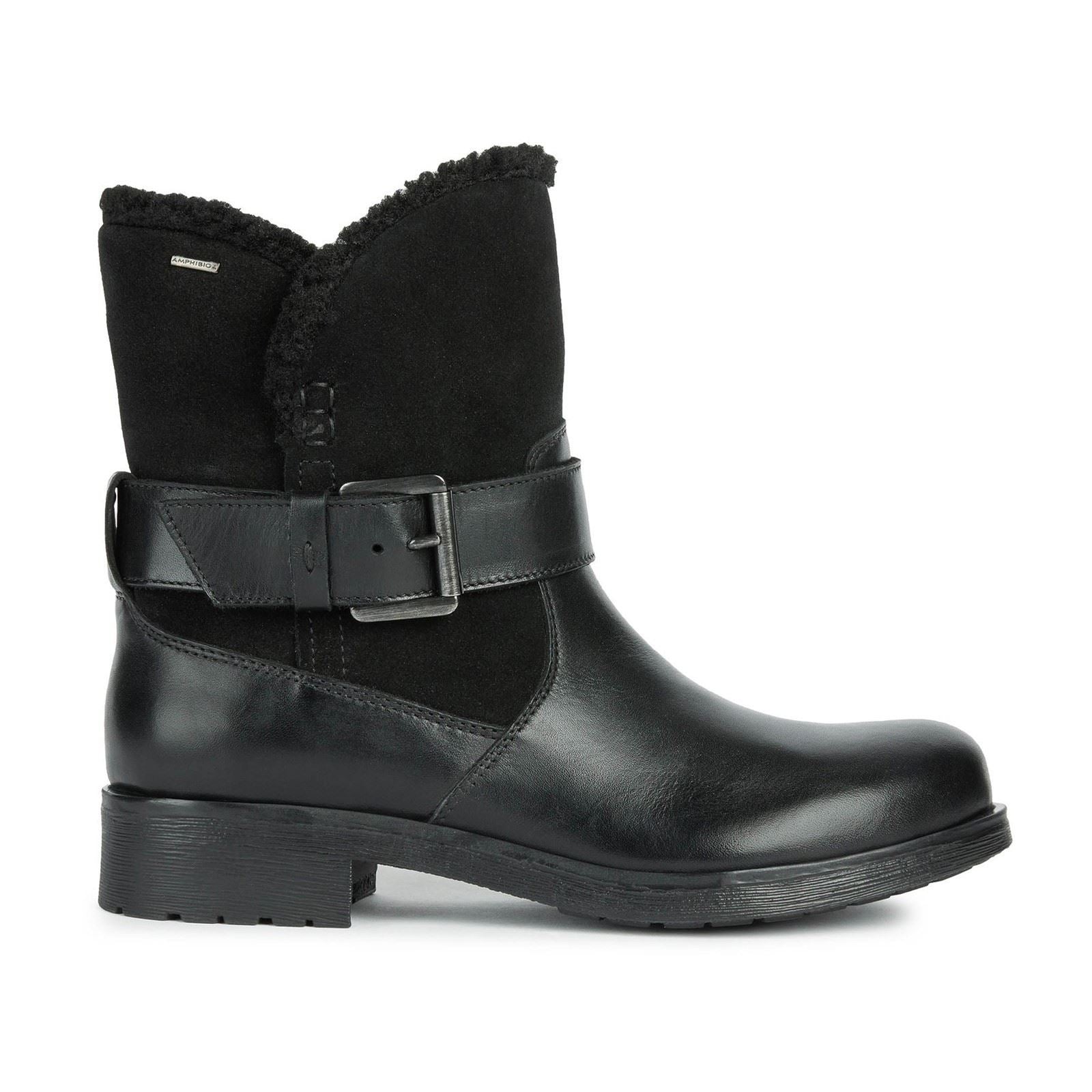 Geox D Rawelle B ABX A Leather Women's Black Boots