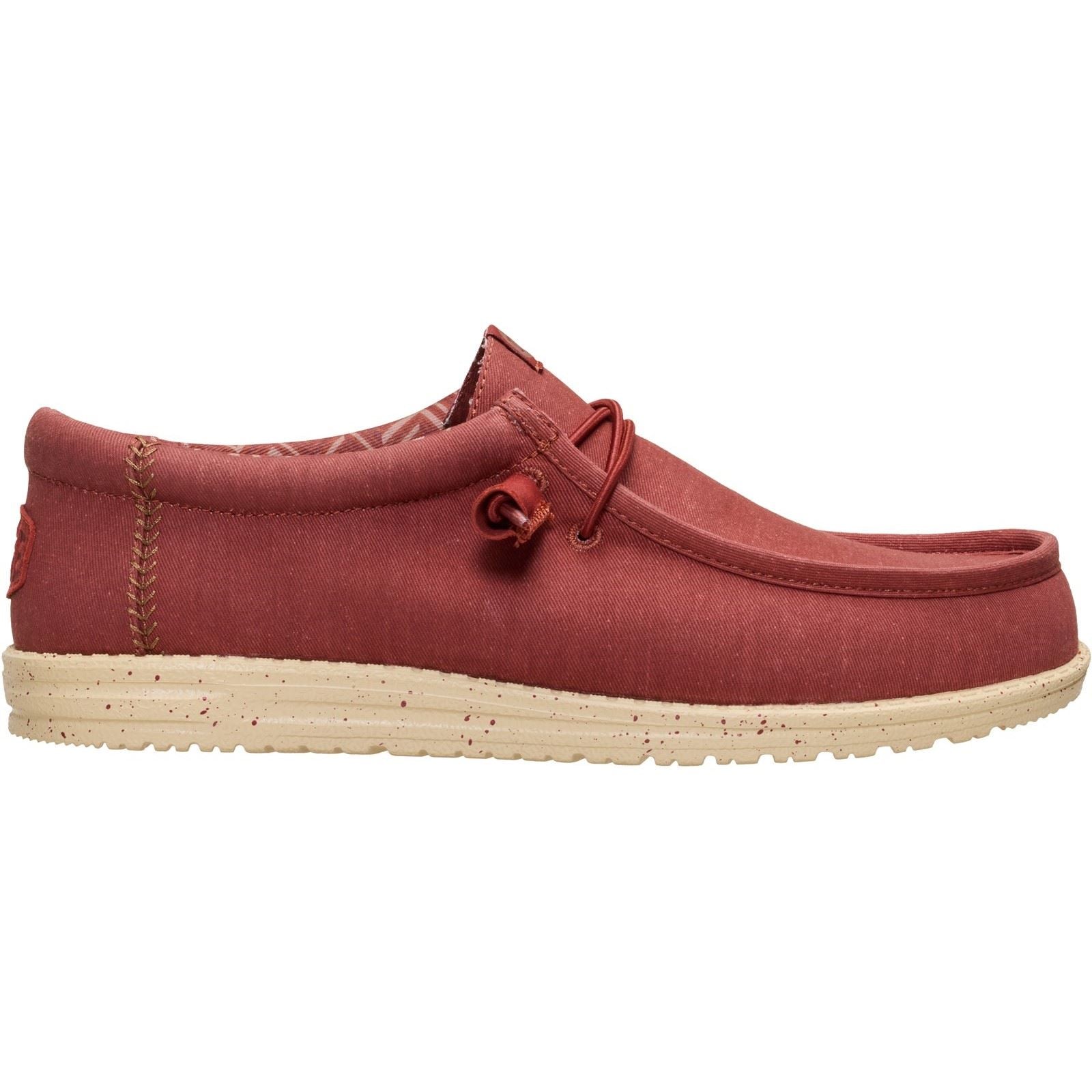HEYDUDE Wally Stretch Textile Men's Burnt Red/Boulder Tan Loafers