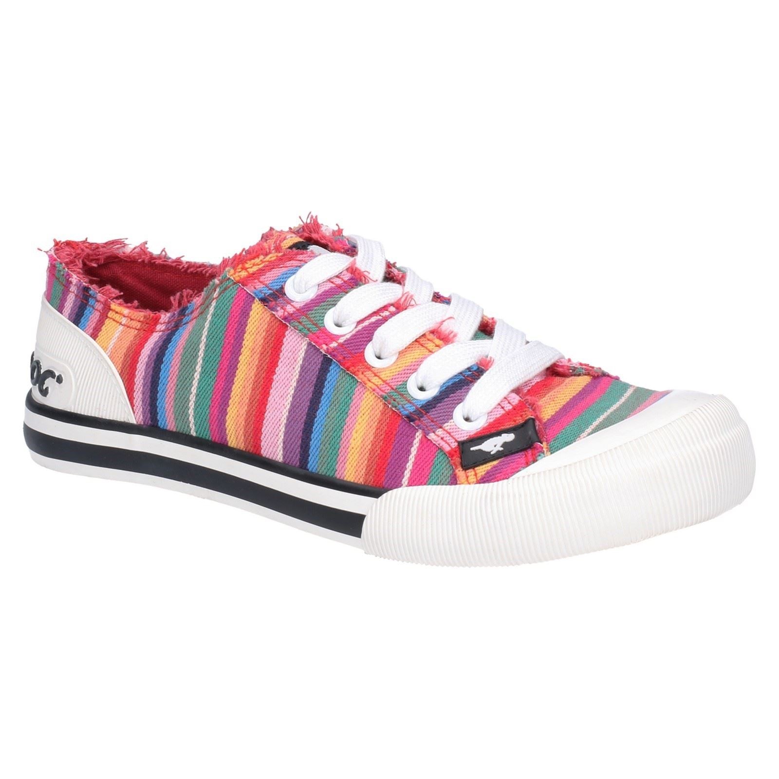 Rocket Dog Jazzin Eden Stripe Cotton Women's Red Multi Sneakers