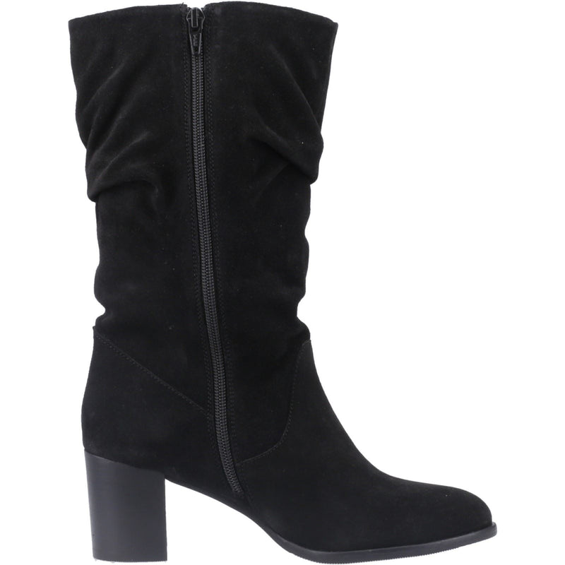 Hush Puppies Cosima Suede Women's Black Suede Heeled Knee High Boots