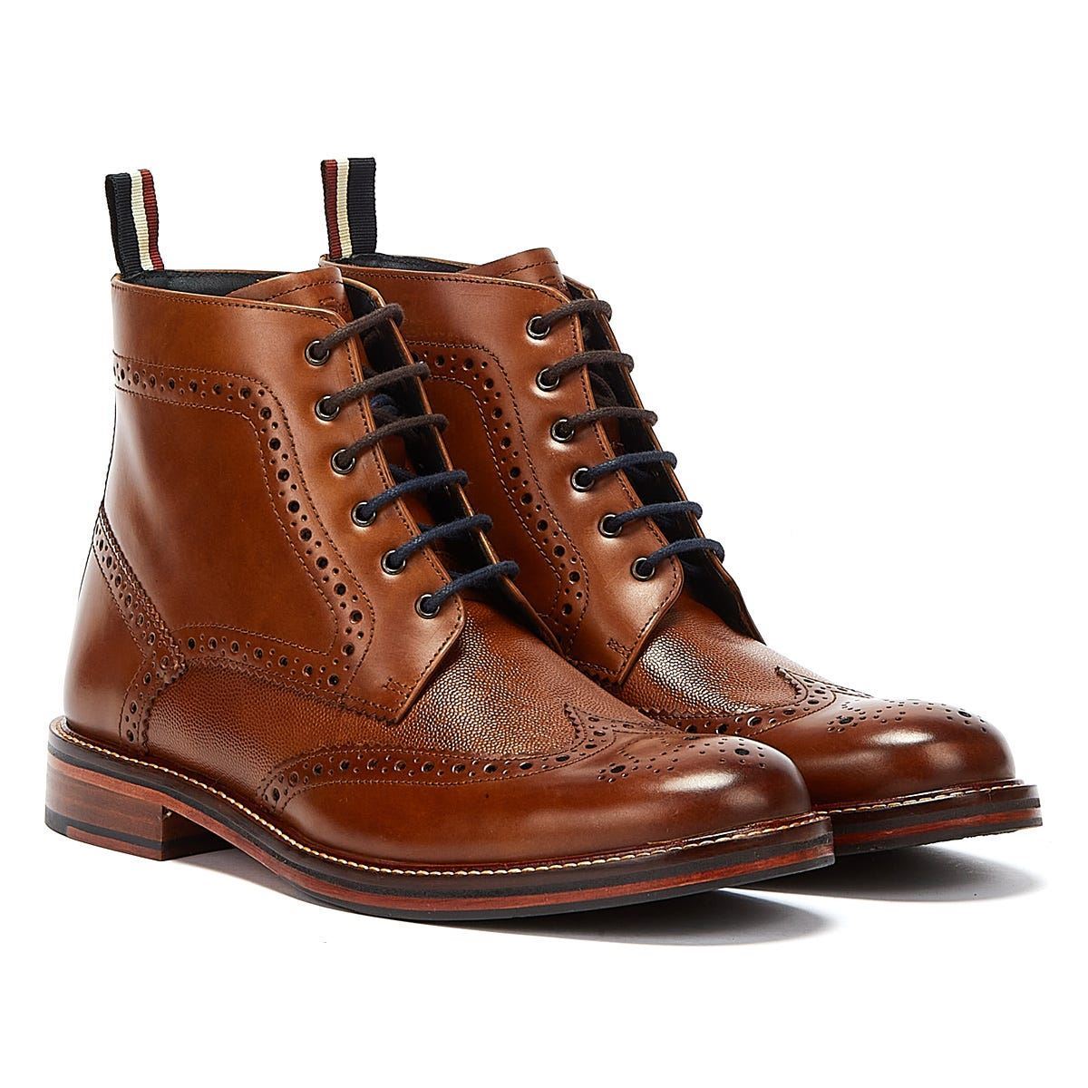 Ben Sherman Alfred Brogue Leather Men's Tan Boots