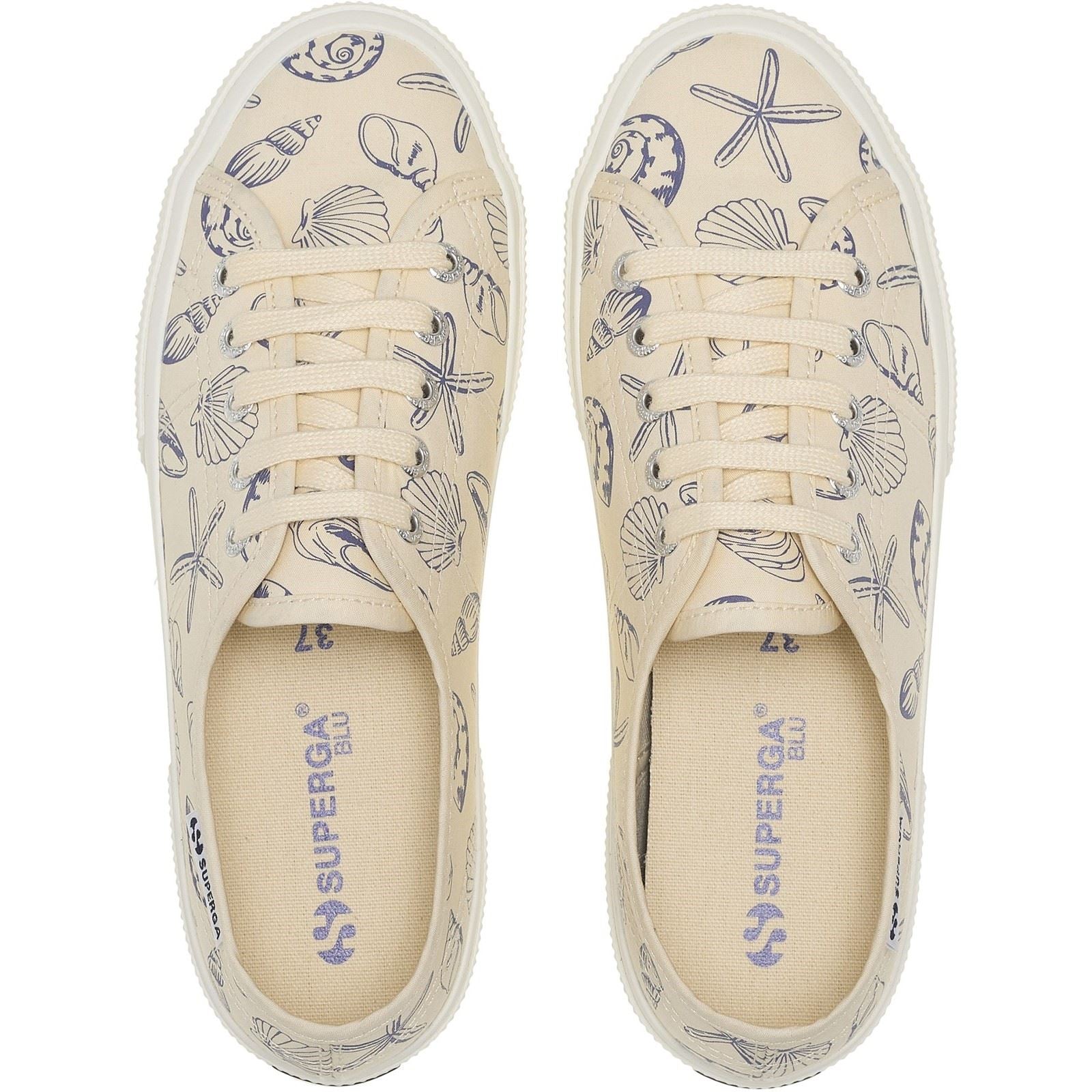 Superga 3750 Seashells Print Cotton Women's Beige Sneakers