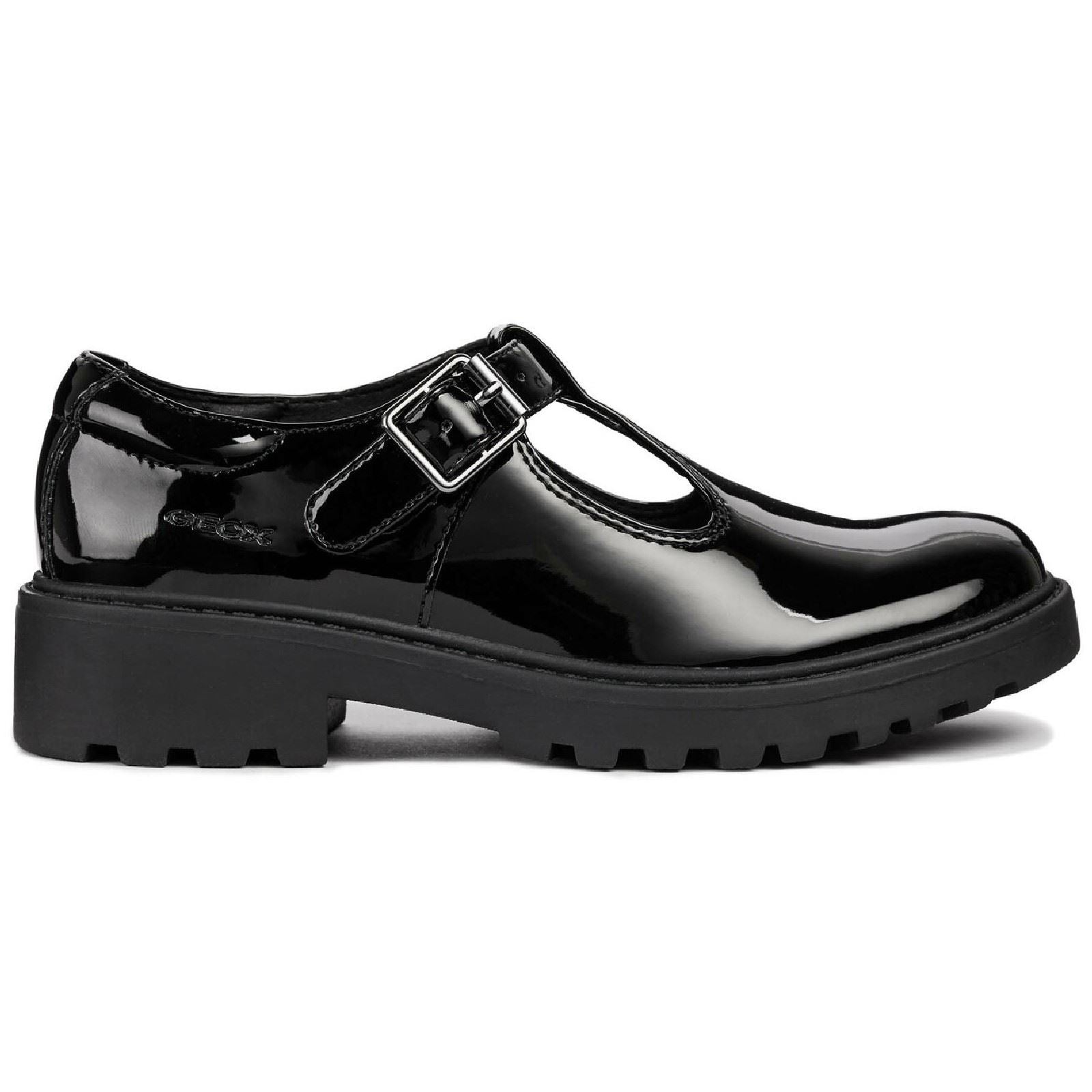 Geox J Casey G. E Leather Girl's Black Patent Shoes