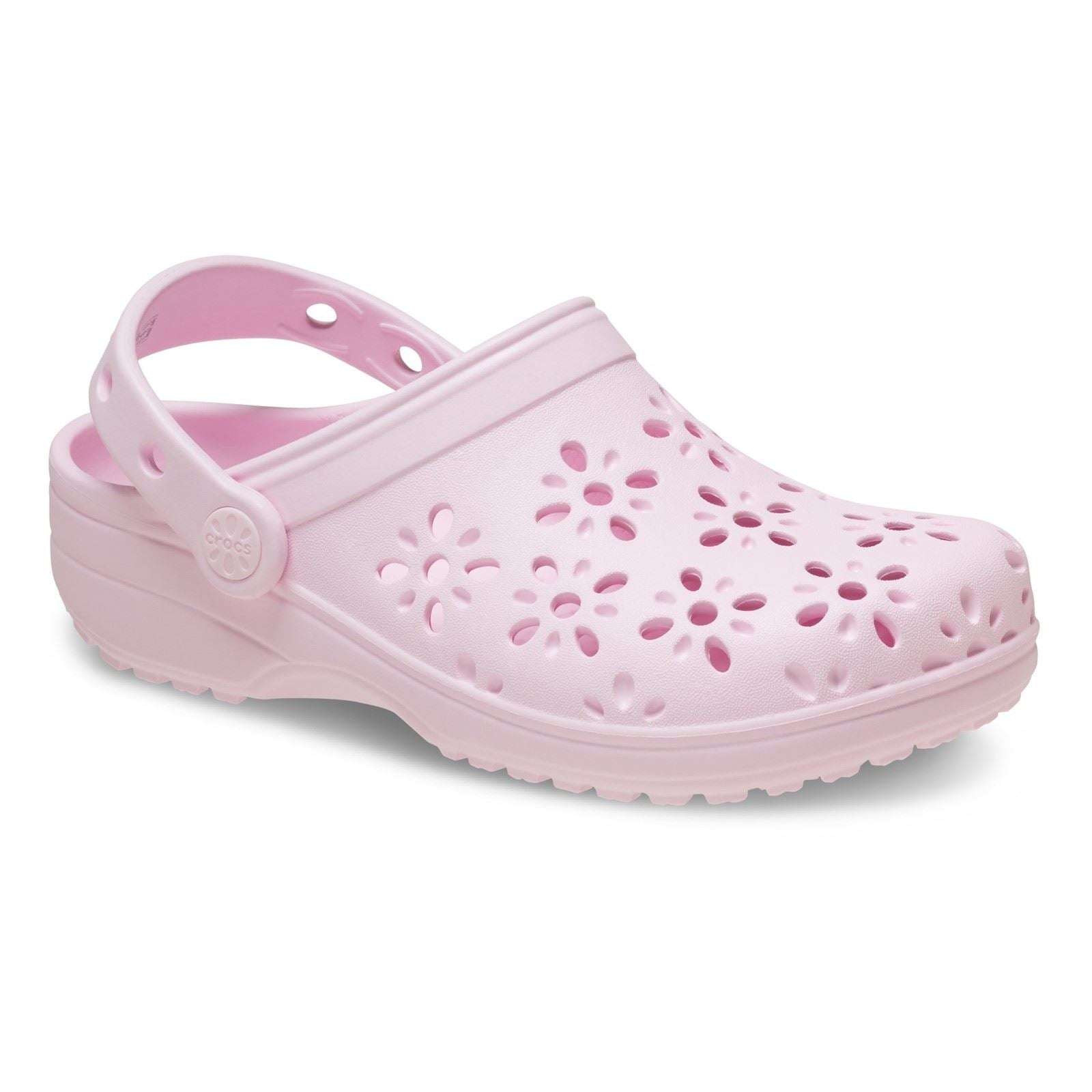 Crocs Classic Floral Cut Out EVA Kid's Pink Milk Clogs