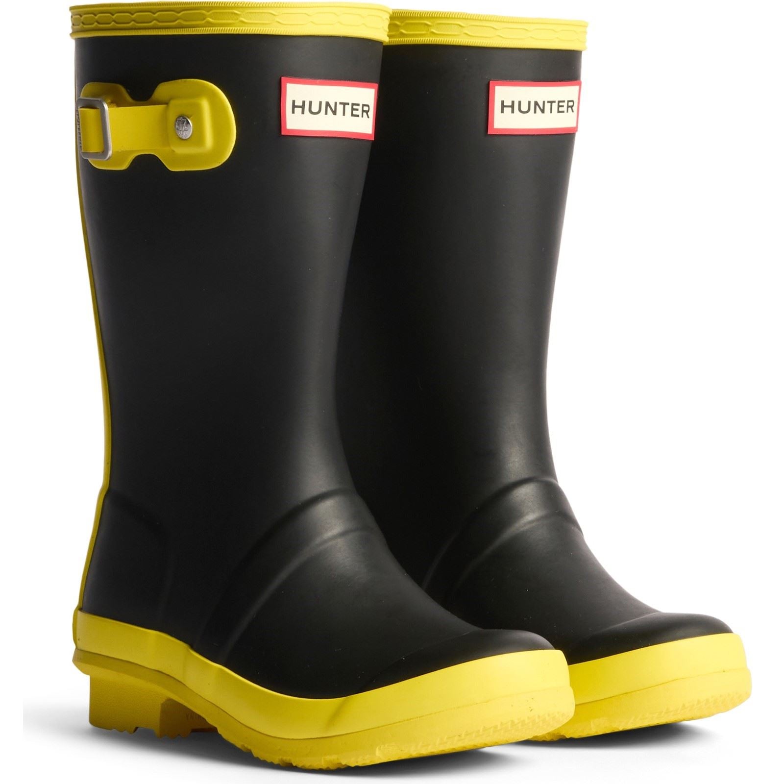 Hunter Junior Originals Boot Rubber Kid's Black/Illuminating Yellow Wellington Boots