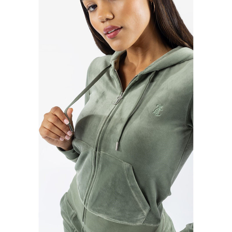 Juicy Couture Robertson Classic Jacket Synthetic Women's Green Hooded Sweatshirt