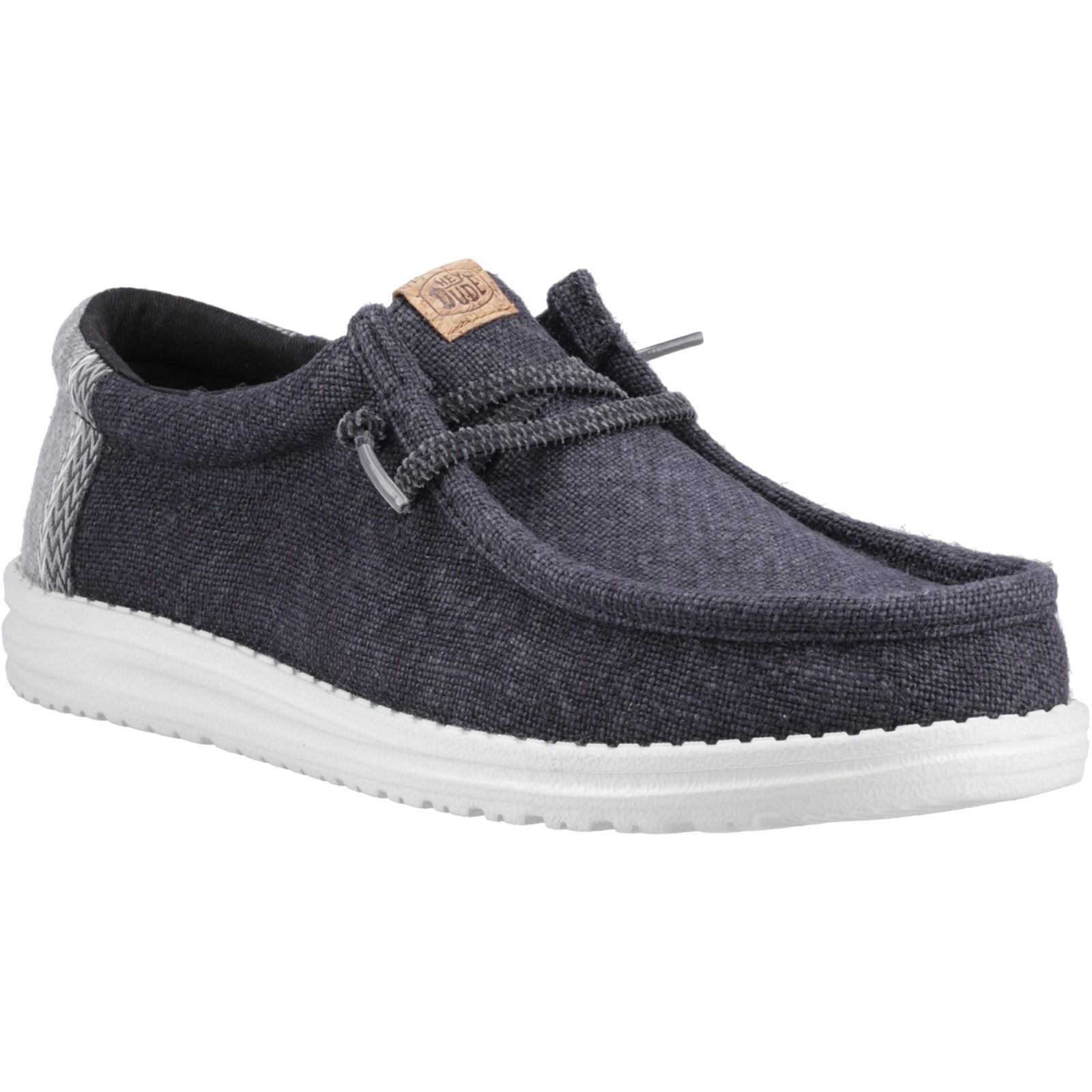 HEYDUDE Wally Jute Jute Men's Black/Granite Grey Moccasins Shoes