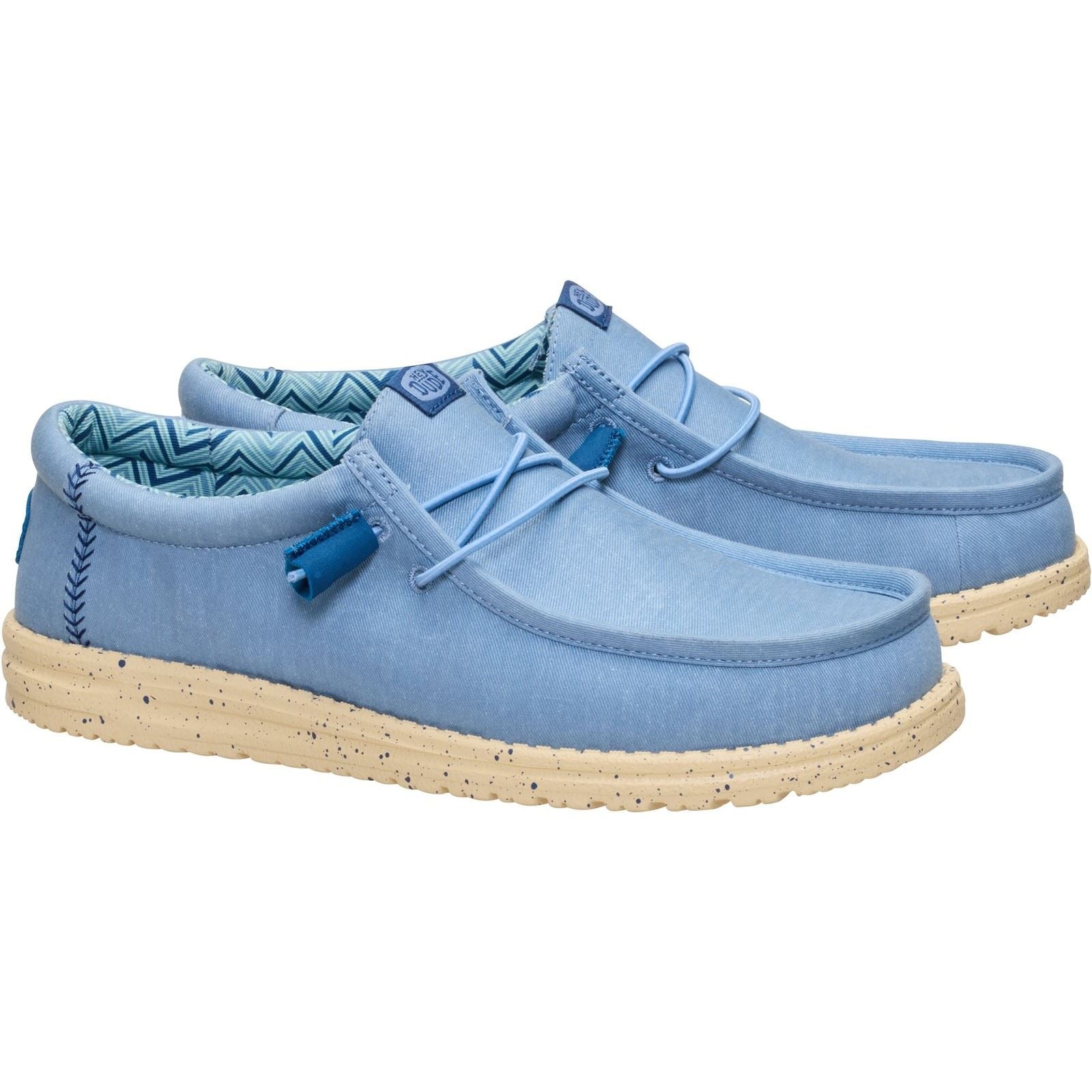 HEYDUDE Wally Stretch Textile Men's Faded Denim/Boulder Tan Loafers