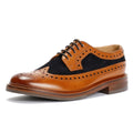 Chapman & Moore Longwing Brogue Leather/Suede Men's Tan/Navy Shoes