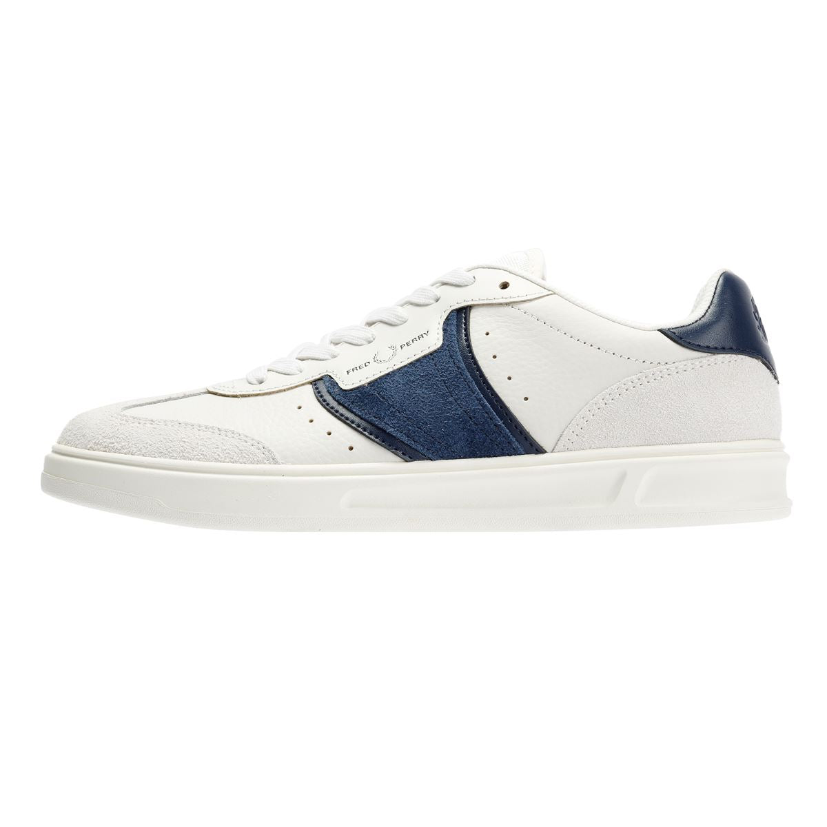 Fred Perry B4 Textured Leather/Suede Men's Porcelain/Blue Sneakers