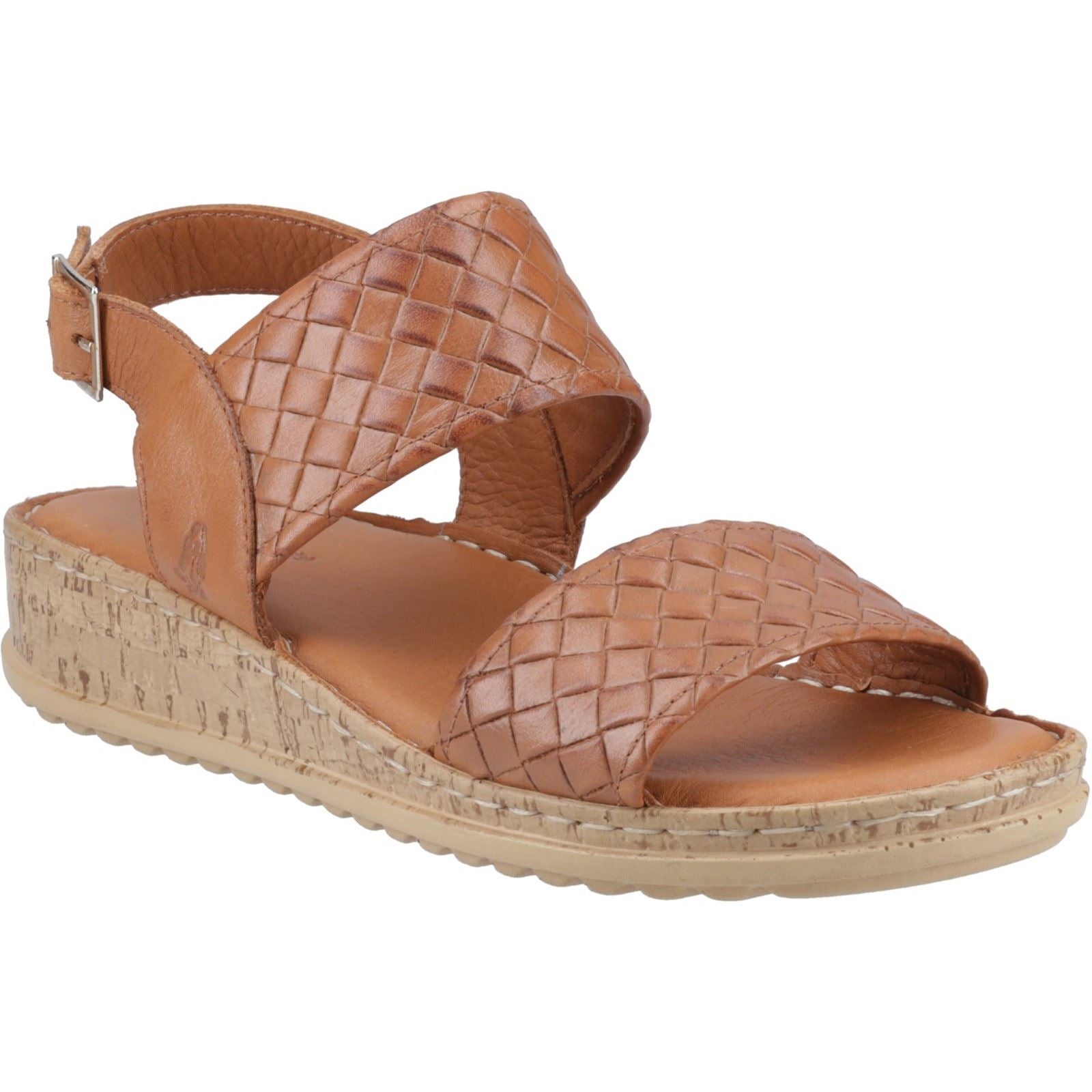 Hush Puppies Ebony Woven Leather Women's Tan Sandals