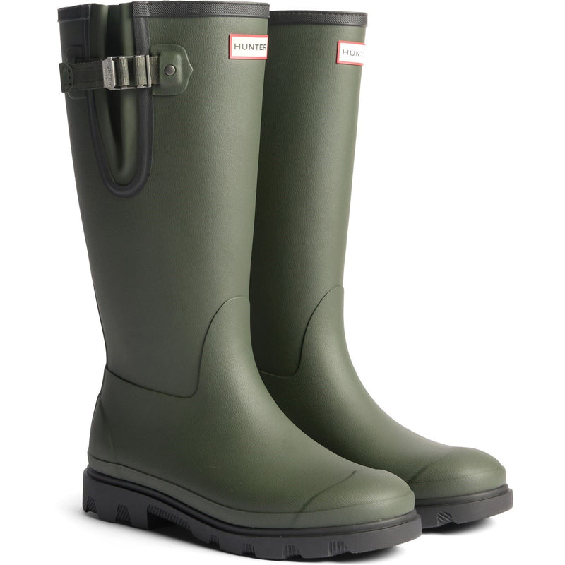 Hunter Field Downpour Boot Rubber Women's Dark Olive/Black Wellington Boots