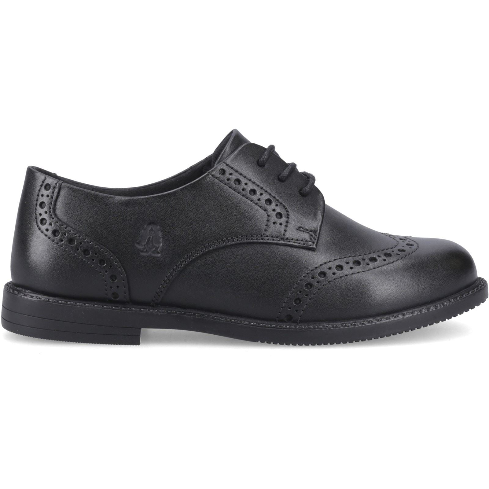 Hush Puppies Ava Snr Leather Girl's Black Brogues