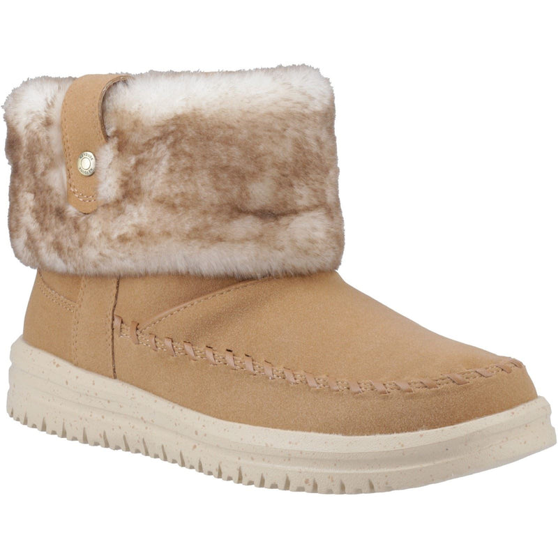 HEYDUDE Camden Cuff Classic Cozy Synthetic Women's Cognac Winter Ankle Boots