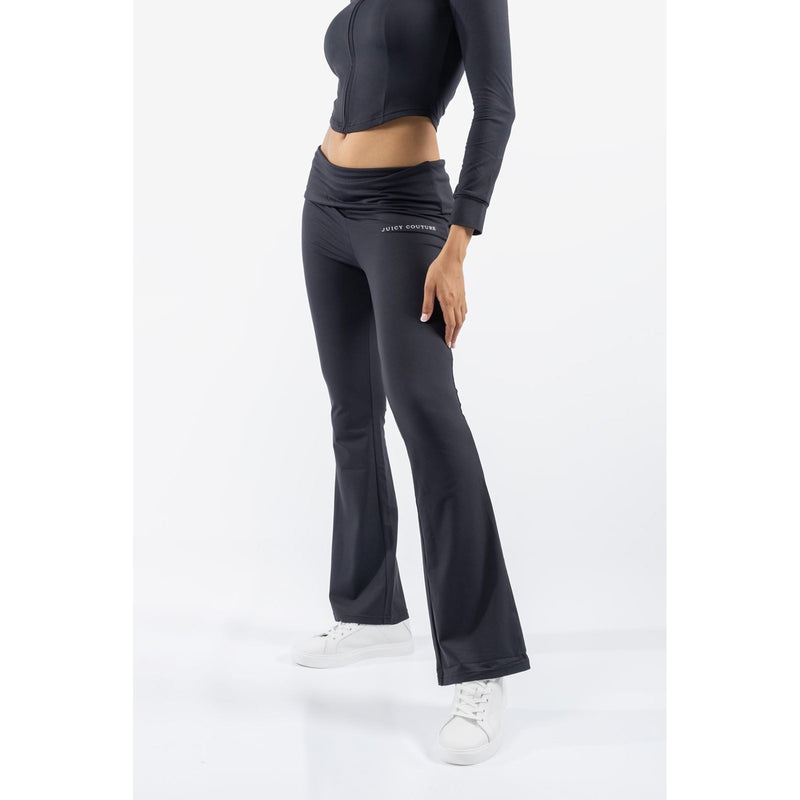 Juicy Couture Roll Down Flare Nylon Women's Black Track Pants