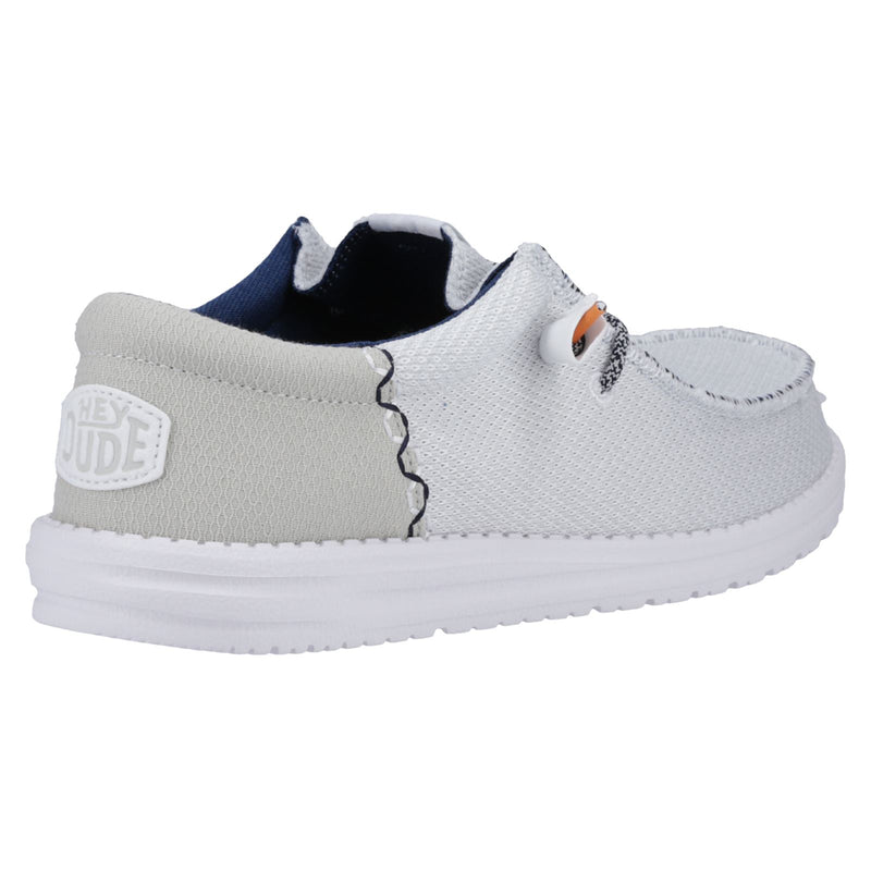 HEYDUDE Wally Funk Open Mesh Polyester/Spandex/Cotton Men's White Boat Shoes