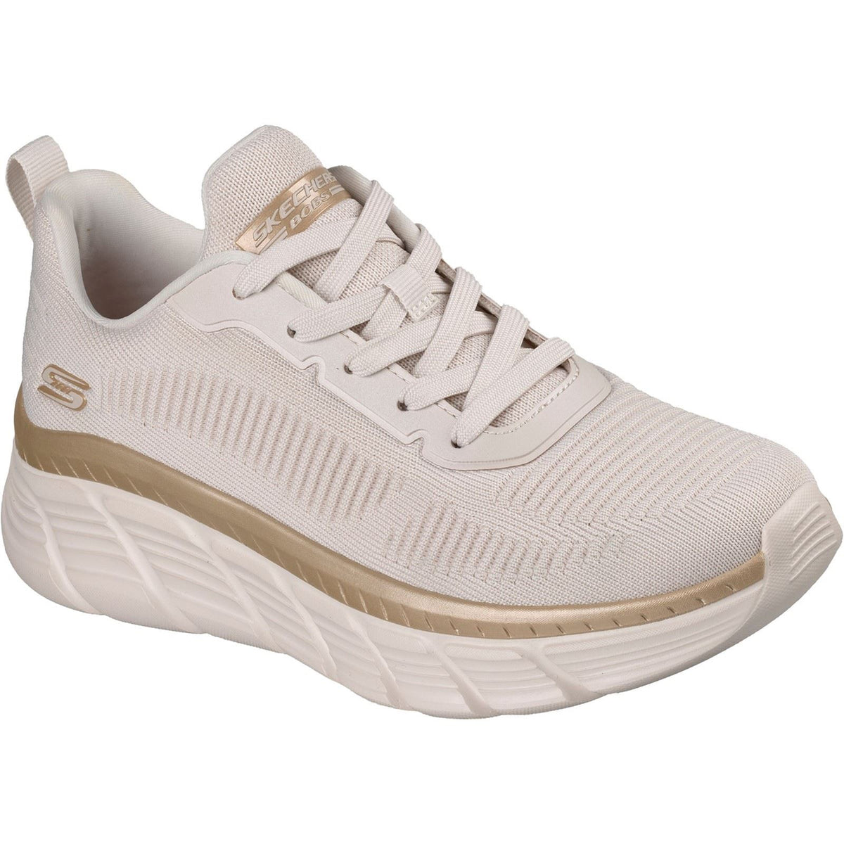 Skechers Bobs B Flex Hi Flying Women's White/Gold Engineered Knit Trainers