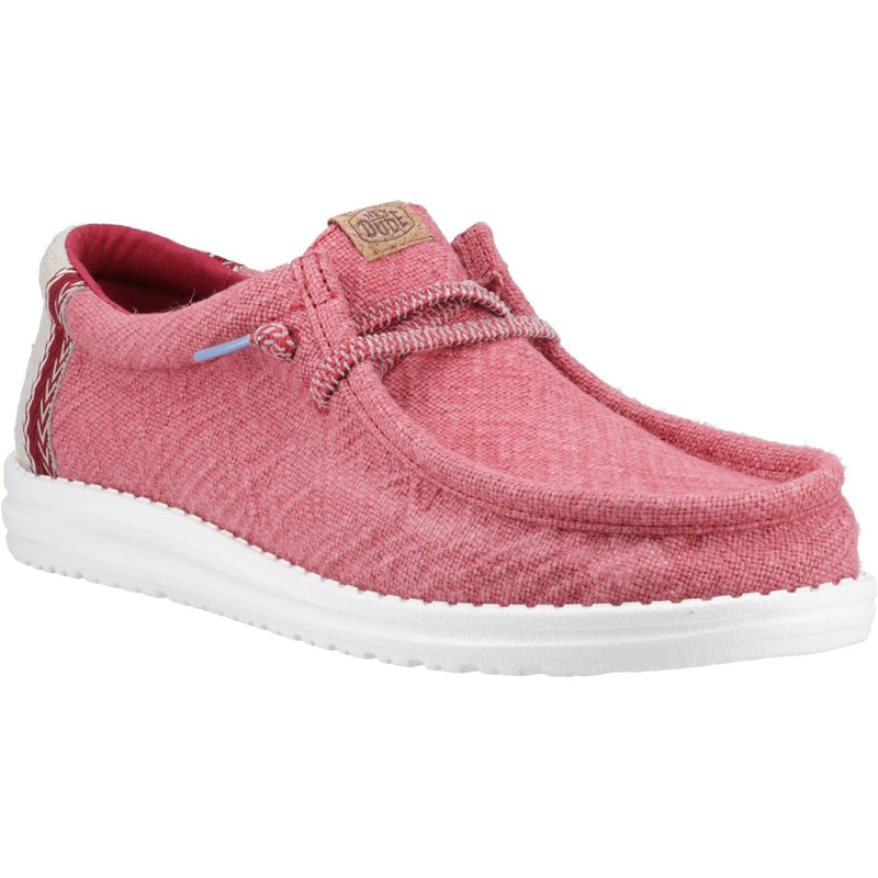 HEYDUDE Wally Jute Jute Men's Claret Red/Silver Birch Moccasins Shoes