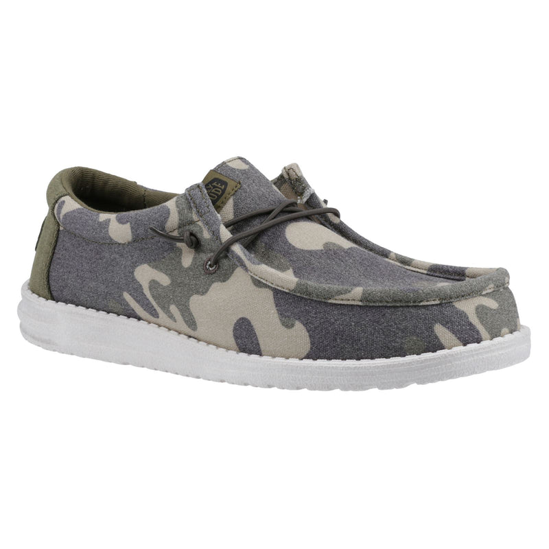 HEYDUDE Wally Washed Camo Polyester Men's Camo Boat Shoes