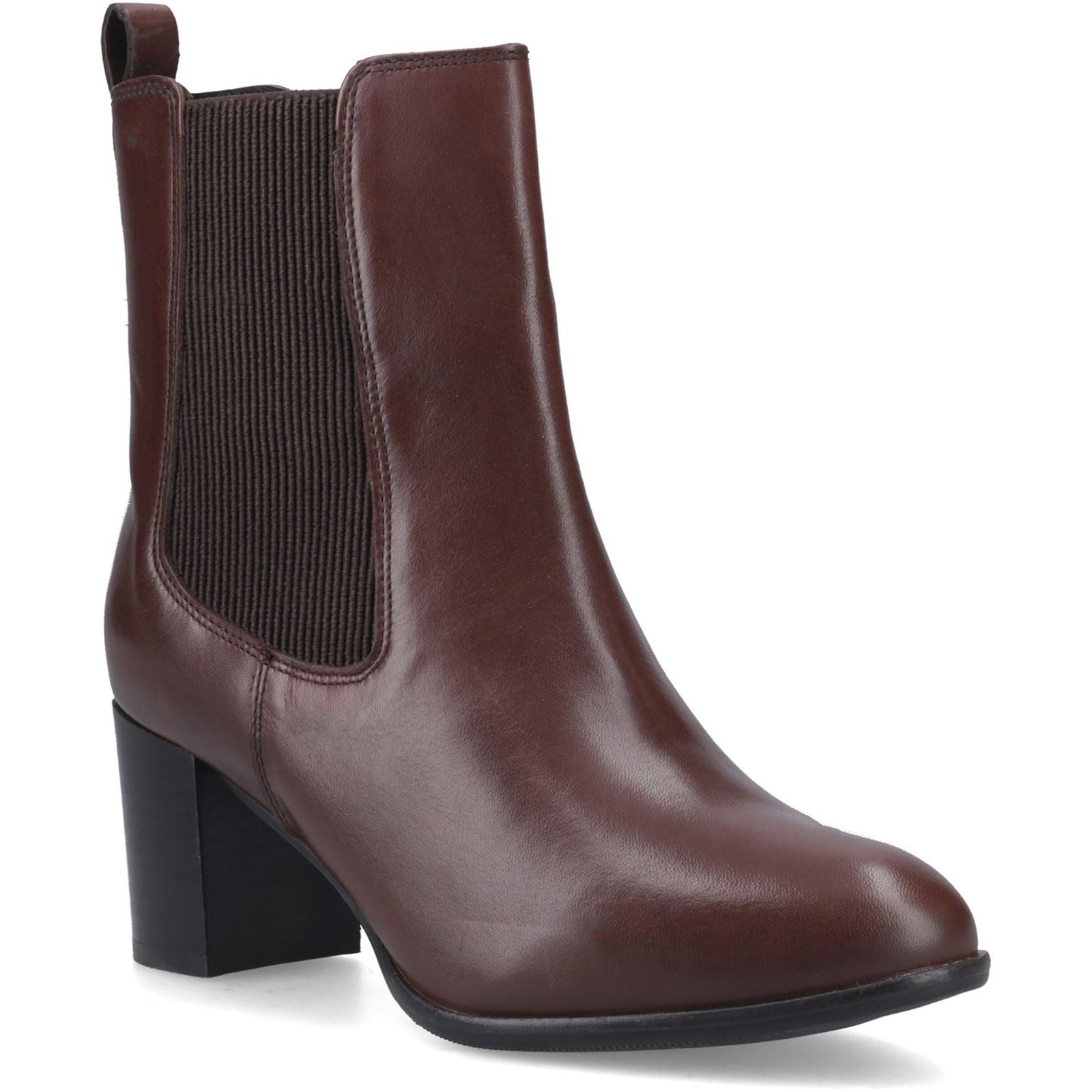 Hush Puppies Camellia Heeled Leather Women's BROWN Heeled Ankle Boots