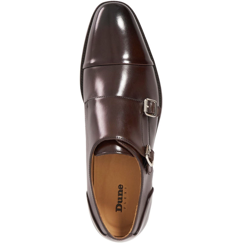 Dune Satchin Leather Men's Dark Brown Double Monk Shoes