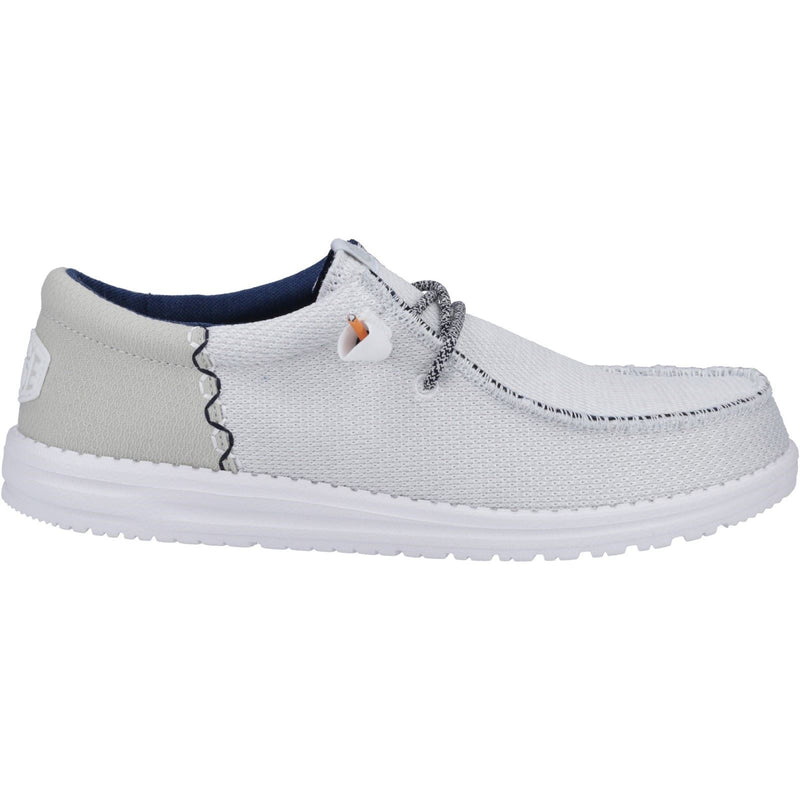 HEYDUDE Wally Funk Open Mesh Polyester/Spandex/Cotton Men's White Boat Shoes